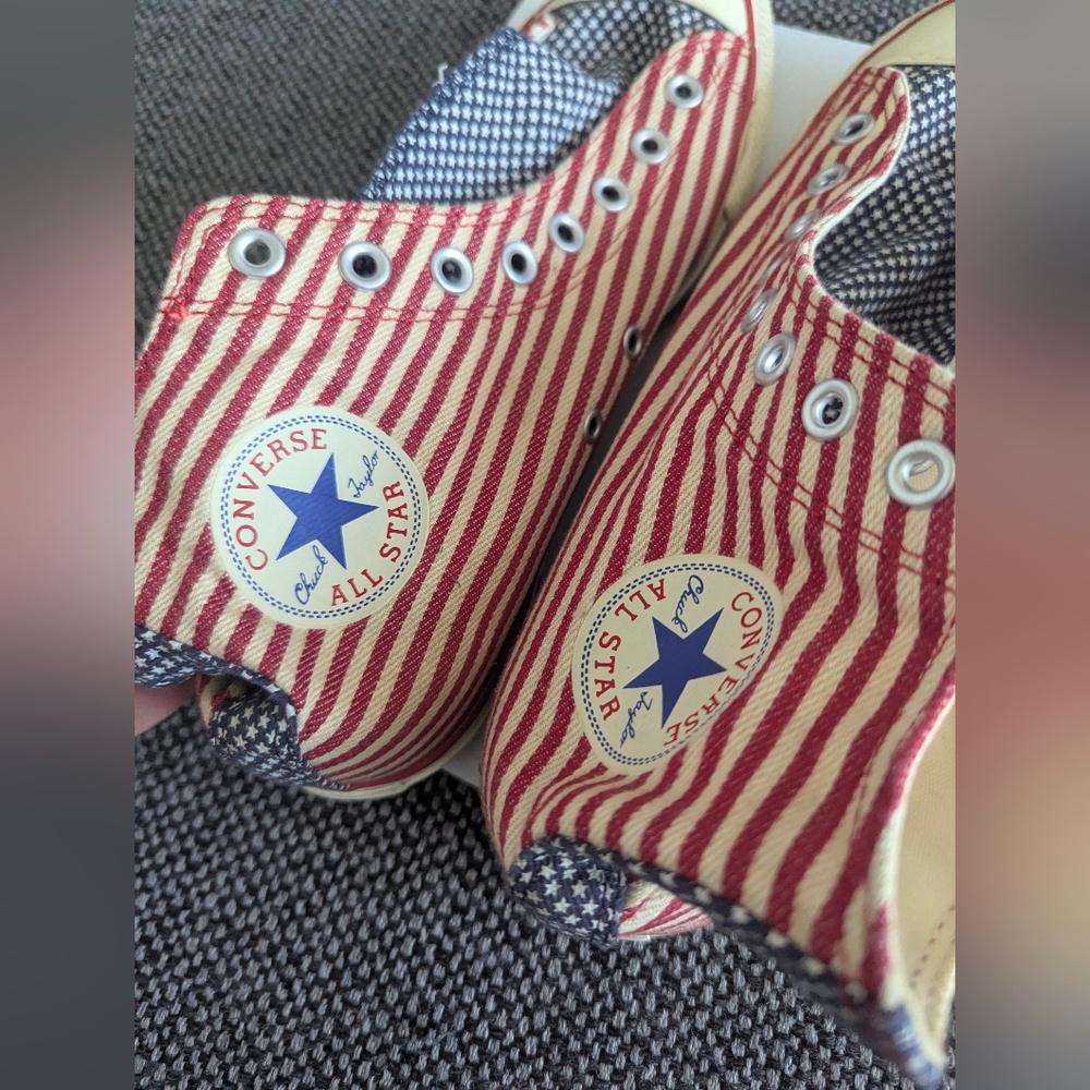 Converse Red and Blue Striped Sneakers